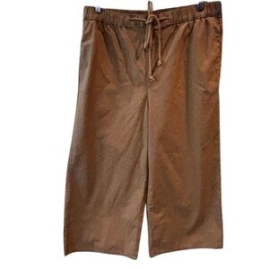 Banana Republic Factory Wide-Leg Cropped Pull On Pants in Whiskey, Large,Comfy